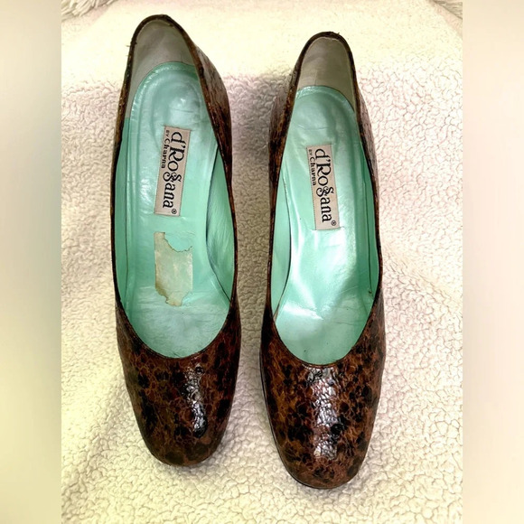 d’Rossana by Charna Leather Vintage platform heels Made in Italy size 7M EUC - Picture 10 of 14